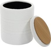 Homcom Opbergpoef - Rond - Wit - 36,5 x 46,5 cm