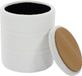 Homcom Opbergpoef - Rond - Wit - 36,5 x 46,5 cm