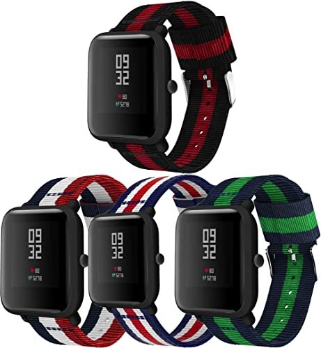 Chainfo Watch Band compatibel met Amazfit GTS/GTS 2 / GTS 2 mini/GTS 2e / GTS 3, Premium Nylon Quick Release Replacement Watch Bands (20mm, H [Pack of 4])