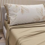 PETTI Artigiani Italiani - Beddengoed voor tweepersoonsbed, katoen met kussenslopen met digitale print, laken voor tweepersoonsbed, maxi-bloemenpatroon, 150 cm, taupe, 100% Made in Italy