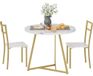 StarTech Essgroep, 3-delig - Ronde eettafel voor 2 personen - Tafelblad met marmerlook - 2 gestoffeerde stoelen - Ruimtebesparend, ideaal voor kleine appartementen - Goud