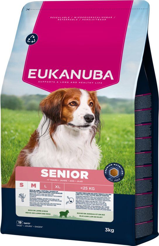 Eukanuba Senior Small & Medium Breed Lam & Rijst - Hondenbrokken - 3 kg