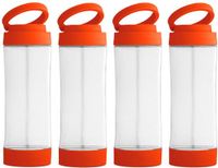 Merkloos / Sans marque Stricker Europe Waterfles - 4x - glas - rood - 390 ml - met smartphone houder - BPA-vrij