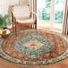 Lahome Boho tribal ronde vloerkleden, 183 cm, wasbaar woonkamer gebied vloerkleed zacht slaapkamer, oosters groot, voor woonkamer, eetkamer, onder tafel, entree, kinderkamer, roest/dof groenblauw