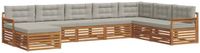 vidaXL - Hoek loungeset - 8 zitplekken - Acacia hout - Naturel en lichtgrijs