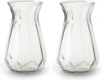 Jodeco Bloemenvaas - 2x stuks - Stijlvol model - helder/transparant glas - H18 x D11,5 cm