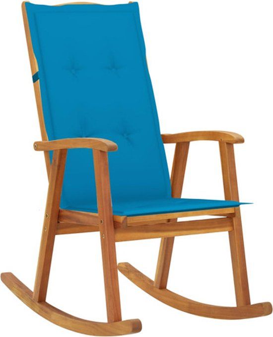 VidaXL Schommelstoel met kussens massief acaciahout Blauw