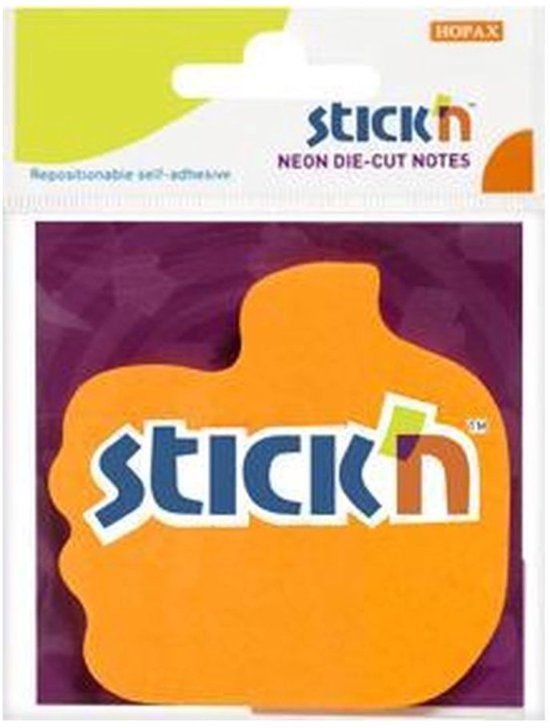 Stick'n Sticky notes - Duim vorm - 70x70mm - Neon Oranje - 50 Memoblaadjes