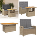 Ensemble de salle à manger d'extérieur et coussins 2 pièces en polyrotin beige - Banc de jardin - Table de jardin