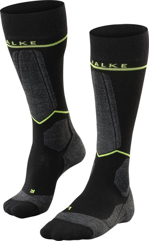 FALKE SK Wool Wintersportsokken Heren - Zwart - Maat 43-46 - Kniehoogte - Anti-blaren - Merinowol