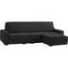 ECOMMERC3 Bi-elastische bankhoes voor chaise longue-bank, kort hoekdeel rechts, zwart