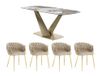 Vente-unique Ensemble table PORELIMA + 4 chaises ELEGANO - Effet marbre blanc et beige