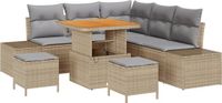 vidaXL Tuinbank Set 8-delig Beige Polyrattan