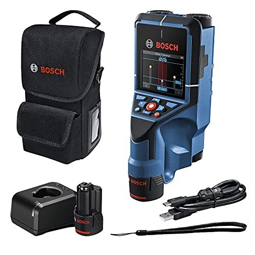 Bosch Professional Muurscanner D-tect 200 C (2x 12V accu, detectie van (niet-)stroomvoerende kabels, metaal, plastic buizen, houten onderconstructies en holtes, L-BOXX) - Amazon Exclusive Set