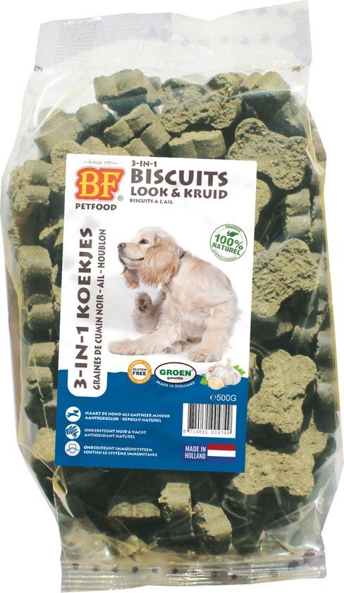 Biofood 3 in 1 Koekjes - Hondensnacks - Kruiden Knoflook 500 g