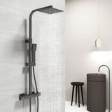Merkloos Thermostatische Douchekolom met Veiligheidsslot en Handdouche - Roestvrijstaal, 20x20 cm, Constant Temperatuur
