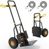 YITAHOME Opvouwbare steekwagentrolley met 2 grote industriële wielen, zwaar belastbare, in hoogte verstelbare zakwagen met stille wielen, 150 kg capaciteit, incl. 2 x elastisch touw