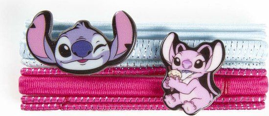 Rubber Hair Bands Stitch - 8 Pieces - Multicolour - Blue and Pink