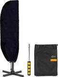 QY Housse de parasol pour parasol déporté Housse de protection pour parasol avec fermeture éclair et bâton - Résistant aux intempéries - 205 cm - Noir