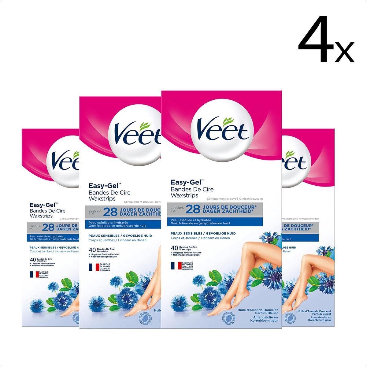 Veet Ontharingsstrips - Benen & Lichaam - Gevoelige Huid - Easy-Gelwax - 40 stuks x4