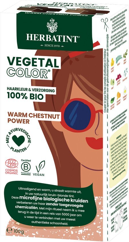 Herbatint Vegetal Color - Haarverf - Biologisch en vegan - Chestnut Power (kastanjebruin) - 100 gram