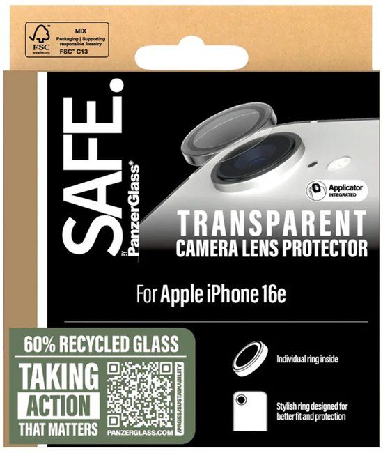 SAFE by PanzerGlass Camera Lens Protector Transparant voor Apple iPhone 17e / 16e