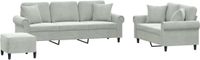 vidaXL 3-delige Loungeset met kussens fluweel lichtgrijs