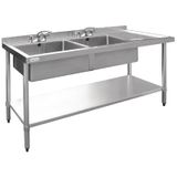 Vogue RVS Spoeltafel 2 bakken links 180 x 60 x 90 cm