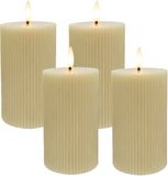Merkloos Relaxdays LED-kaarsen - 4 stuks - 13 x Ø7,5 cm - beige