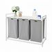 Merkloos Relaxdays Wasmand 3 vakken - 150 liter - met plank - grijs-wit