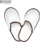The One Towelling Pantoffels - 42/44 - Badstofslippers - 400 gr/m² - 100% Gekamd katoen - Taupe/Wit