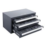 VEVOR Boordispenserkast, drie-lade boorhouder kast voor 1 mm tot 13 mm, stalen boordispenser organizer kast met labels, stapelbare boordispenser voor booropslag
