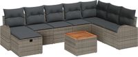 vidaXL Tuinbank Set 9 stuks Grijs Poly rotan