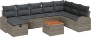 vidaXL Tuinbank Set 9 stuks Grijs Poly rotan