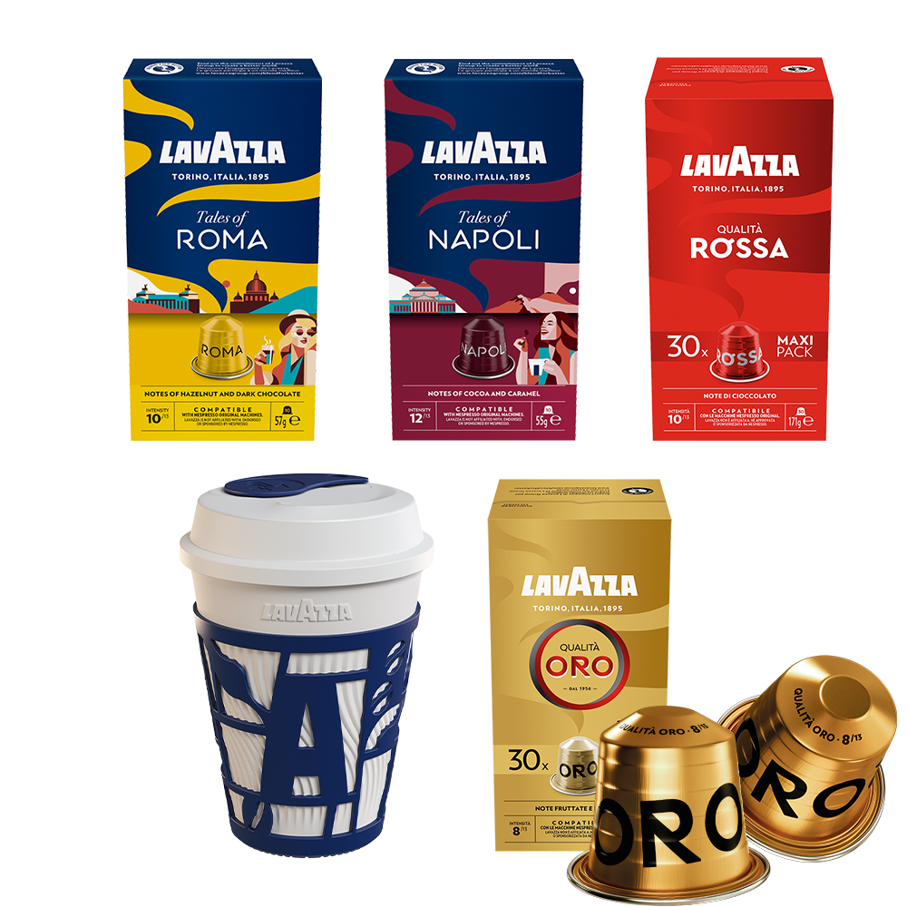 Lavazza Proefpakket - 80 koffiecapsules + Travelmug
