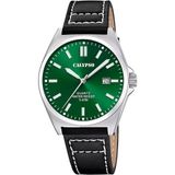 Calypso K5868/5 Polshorloge Unisex Zilverkleurig Groen Leer
