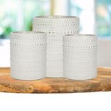 Countryfield Theelichthouders set - 3x - parel wit/goud - glas - luxe kaarsenhouders