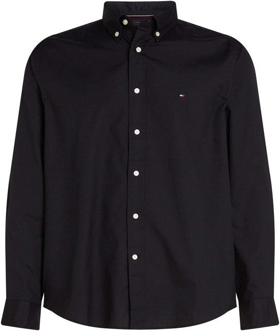 Tommy Hilfiger Core Flex Poplin Sol, Bds-Overhemd - Streetwear - Volwassen - Zwart - XXL