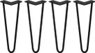 MonsterShop 4 x 35,5cm Hairpin retro pieds de table pieds épingle - 2 tiges - 12mm - noir