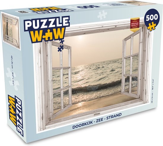 MuchoWow Puzzel Doorkijk - Zee - Strand - Legpuzzel - Puzzel 500 stukjes