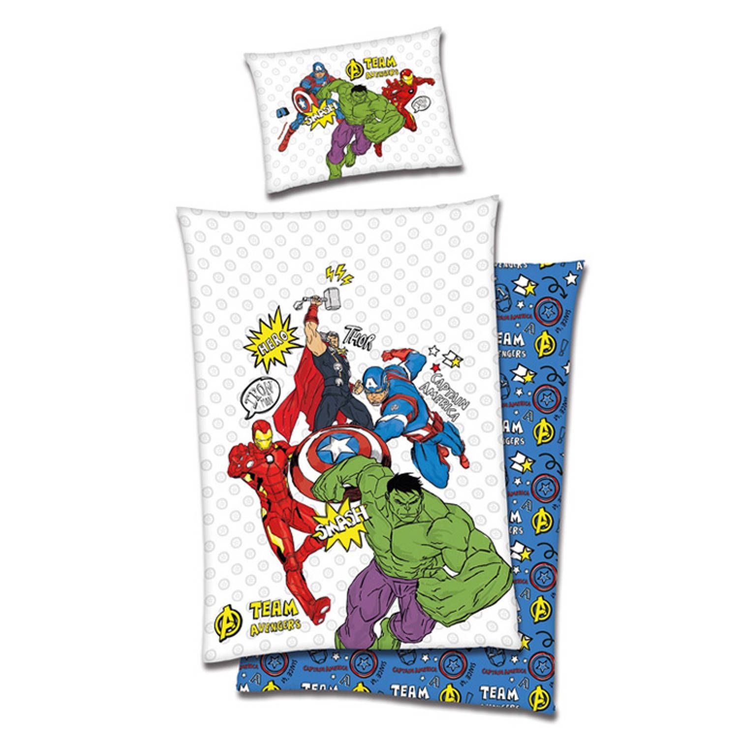 Avengers Dekbedovertrek - Team - 140x200 cm + kussenloop 70x90 cm - Wit/Multi