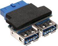 InLine USB 3.0 Adapter, 2x A Female to 19-pin Female, Black/Blue