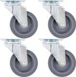 vidaXL - 24 stuks Zwenkwielen 75 mm Metaal Rubber Grijs met rem