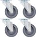 vidaXL - 24 stuks Zwenkwielen 75 mm Metaal Rubber Grijs met rem