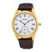 Seiko SRK050P1 Homme Montre - Doré - Blanc - Cuir Marron - Verre Saphir