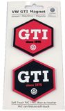 BRISA VW Collection - Volkswagen Golf GTI Rubberen Magneet Set van 2 - rood/zwart