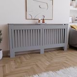 Vida Designs Chelsea Radiatorombouw Olive Grey - Extra Groot - Modern verticaal lamellenontwerp voor optimale warmtecirculatie - H82xW172xD19cm - Geschilderde MDF-kast Ideaal voor woonkamer en gang