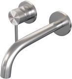 Brauer Brushed Carving Inbouw Wastafelmengkraan met Gebogen Uitloop en Rozetten Model A2 RVS Geborsteld PVD