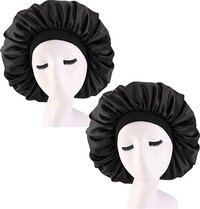2x Sleepy Slaapmuts Zwart - Duo Haarverzorging - Dames Slaapmuts - Soft Bonnet - Satijnen - Satijn Bonnet - van Heble®