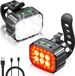 Lampe de vélo à LED, phare et feu de spot, 8+12 modes, étanche, rechargeable par USB, très lumineux, adapté pour feu avant et arrière